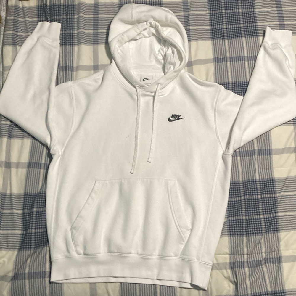 Nike Mens White Sportswear Fleece Hoodie